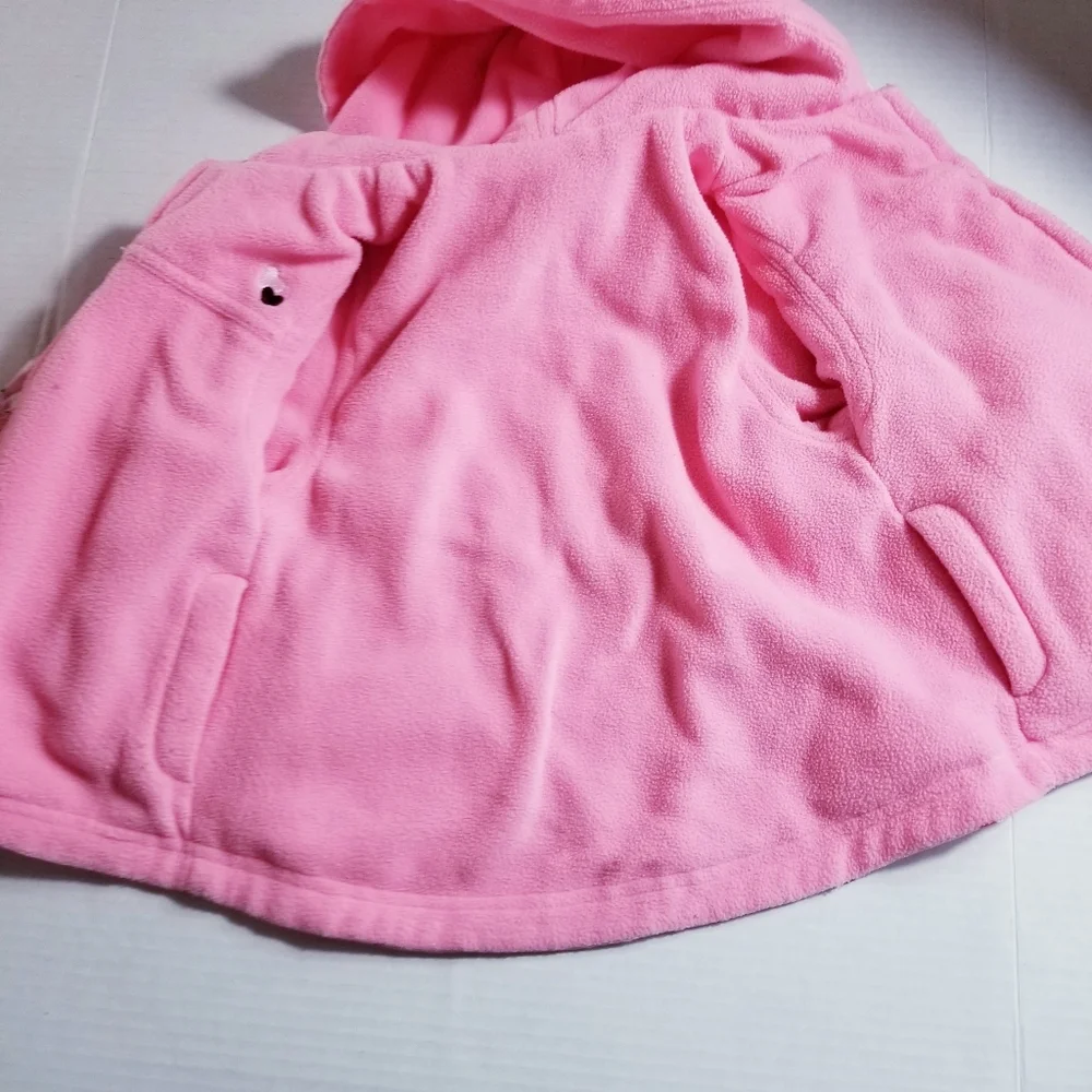 CARTER'S REVERSIBLE PINK HEARTS PINK FLEECE HOODED COAT SIZE 18 MONTHS